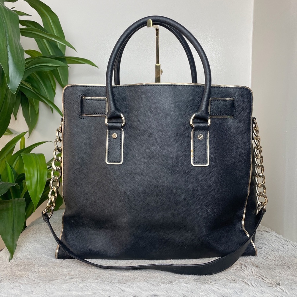 MICHAEL KORS Hamilton Black Saffiano leather gold trim Handbag/Tote - Picture 2 of 15